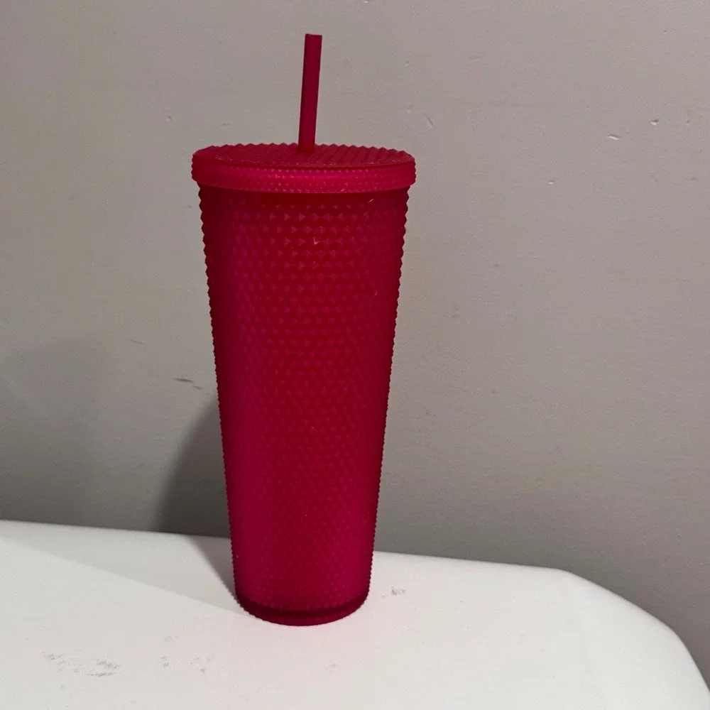 Starbucks Tumbler Cold Cup 24oz Venti Pink Excellent Studded Matte Honeycomb